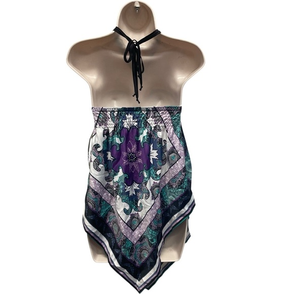 Xoxo Y2K hankerchief tank top paisley silky women’s small vintage club wear - Picture 2 of 9